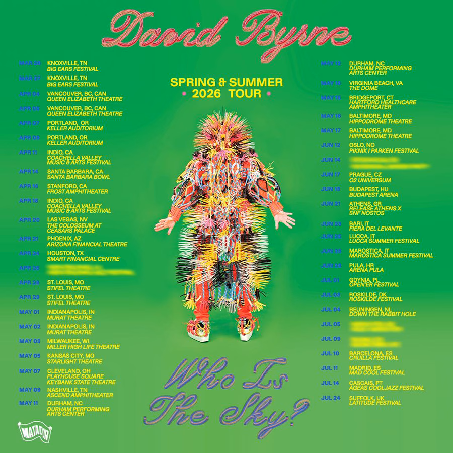 info 2026. David Byrne concert pula