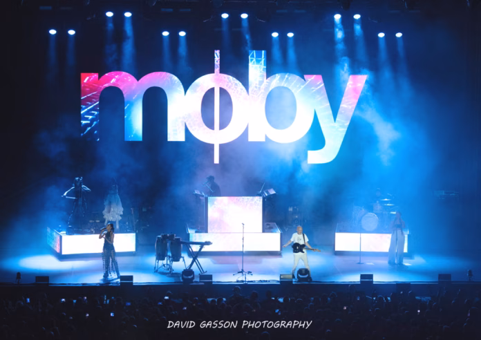 A picture of Moby in concert taken by David Gasson